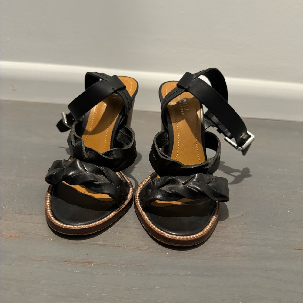 Polo Ralph Lauren Open Toe Black 4 Inch Heels, US size 6, Great Condition y.